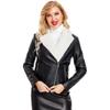 Faux Leather Jacket Women Warm Flannel Lined Cropped Bomber Coat Moto Biker Outfits Winter Autumn Fashion Outwear Lapel Collar Short PU