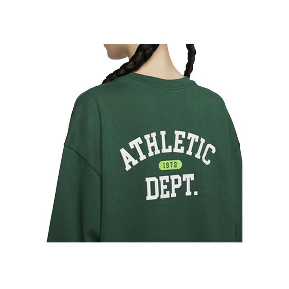 Nike Letter Logo Print Loose Fit Long Sleeve Round Neck T-Shirt with Drop Shoulder Women Tops Canyon-Green HJ0838-341