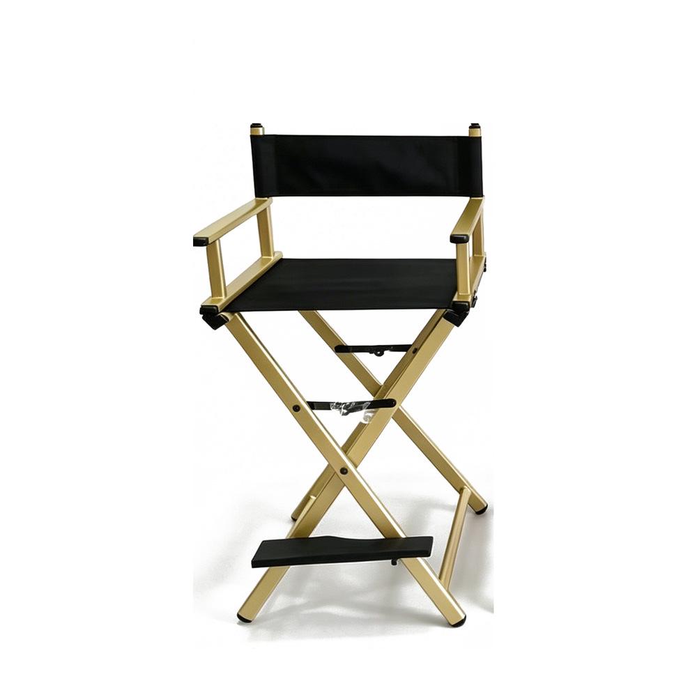 Foldable Aluminum Makeup Chair with Pillow, High Back, Outdoor Portable Hairdressing Chair