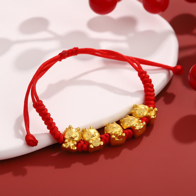 Dragon Auspicious Red Life Handmade Dragon Turtle Hand Rope Dragon Temple Little Red Rope Women's