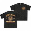 Washed Retro Cotton 230Gvintage Halloween Spooky Island 2-Sided T-Shir