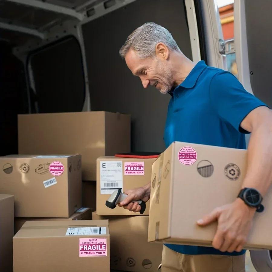 100 Pcs Fragile Stickers for Shipping - No Fold, No Fall Off - Waterproof Packaging Labels for Mailing & Boxes