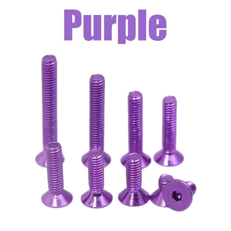 Hongtu M5 Anodized Colored Countersunk Screws6mm-30mm - 5Pcs 7075 Aluminum Alloy Allen Socket Bolts DIN7991 | DIY Model Supplies