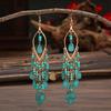 Pendientes Largos Clásicos Vintage de Gota de Agua para Mujer Bohemios Creativos Multicolores Temperamento Étnicos Pendientes Joyería de Vacaciones