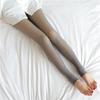 Women's High-Waist Gray Leggings - Faux Transparent, Plus Velvet, Thickened, Skin-Illusion Pantyhose for Autumn & Winter