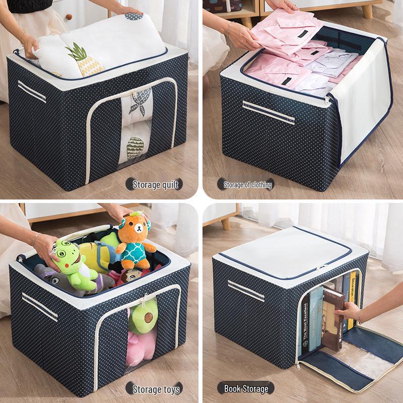 Steel Frame Waterproof Clothes Storage Box - Large Transparent Moisture-Proof Organizer for Quilts