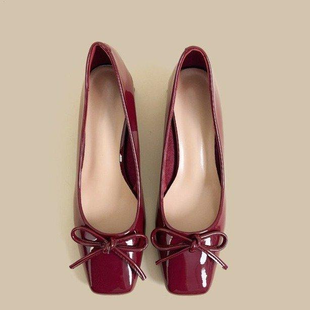 Women's Solid Color Classic Shallow High Heels Spring and Autumn Fashionable Elegant Mary Jane Shoes Women's Thick Heel Design
