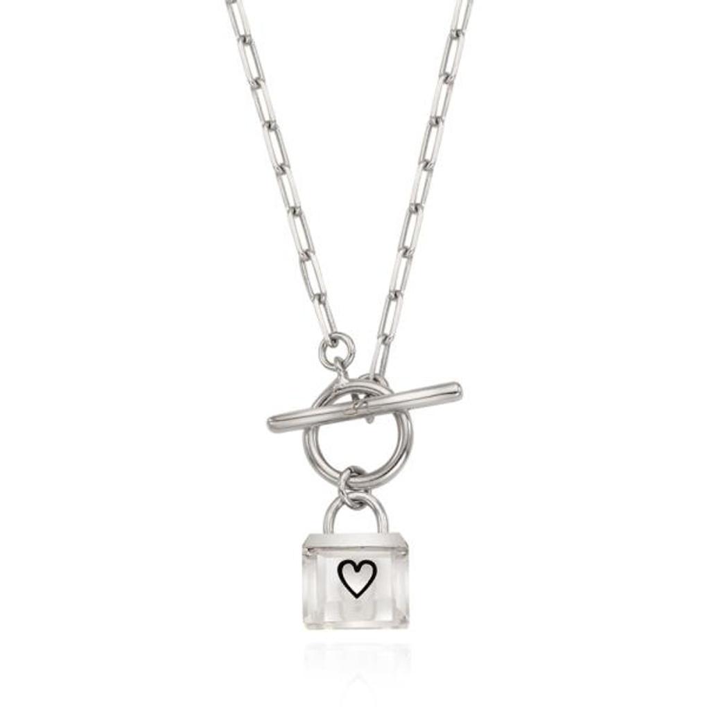 Clear Lock Toggle Bar Necklace (Heart) OTN222907QWW