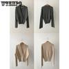 Autumn Winter Women Solid Sweaters Knitted V-neck Cross Wild Fashionable Sexy Pullovers Female Lady Vintage Tops Knitwear