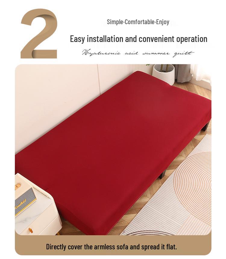 Solid Color Foldable Armless Sofa Bed Cover