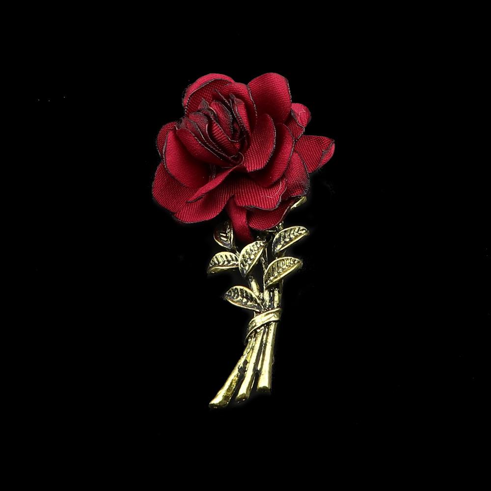 Men's Advanced Retro Breastpin Pin Golden Jewelry Rose Flower Banquet Brooch Stick Corsage Collar Pins Shirt Accessory Gift