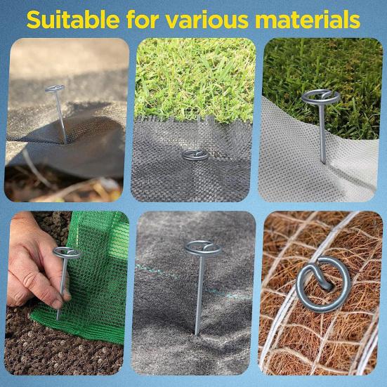 50 Pcs Circle Top Garden Stakes 6 Inch Landscape Fabric Stakes G-shaped Garden Weed Barrier Stakes Pins for Securing Garden Fabric Ground Sheets