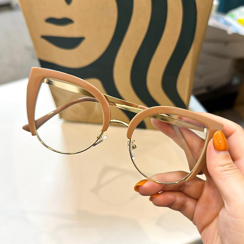Cat Eye Women Eyeglasses Stylish Vintage Ultra Light Alloy Rim Spectacles Trendy Blue Light Blocking Computer Eyewear