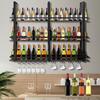 Wall Mounted Wine Rack with Glass Holder Hanging Bar Liquor Storage Rack Metal Bar Liquor Shelves for Home Dining Room & Kitchen
