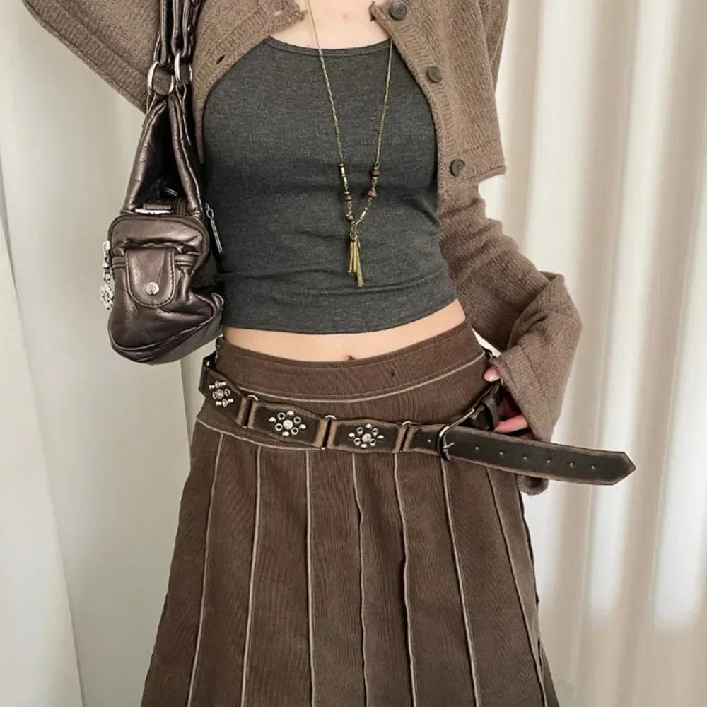 Grommet PU Leather Waist Belt Vintage Rivet Gothic Steampunk Waist Cinch Belt Wide y2k Waistband Female Jeans