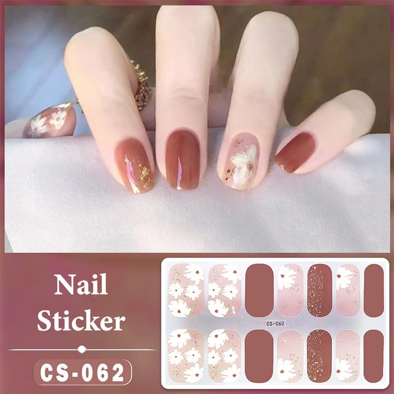 14 Nails Simple Waterproof Nail Wraps Full Cover Nail Stickers Firm And Not Easy To Fall Off Multi Color Nail Art For Women'S D