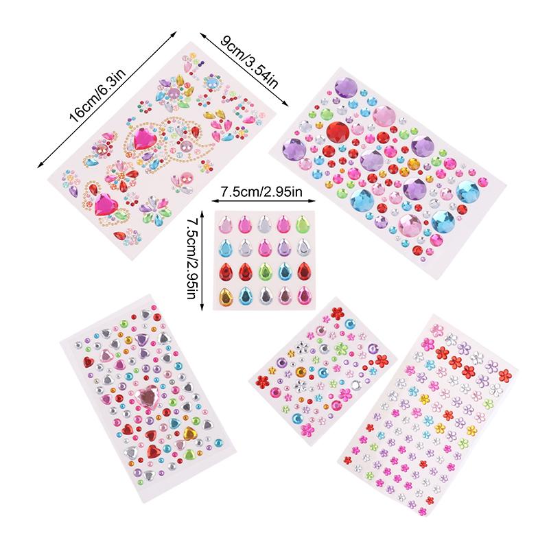3D Gem Acrylic Crystal Stickers Diy Phone Album Decoration Self Adhesive Jewel Crafts Sparkly Rhinestone Stickers Girls Gifts