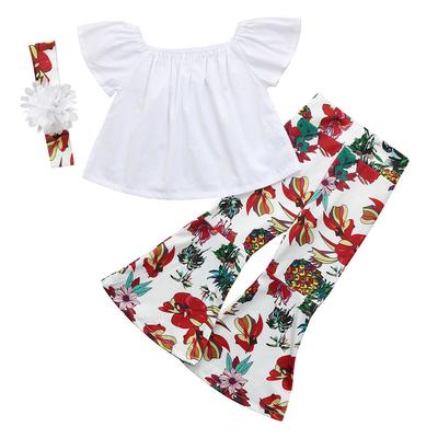 Toddler Bell Bottom Flare T-shirts/&Pants Off-shoulder Tops Baby Girl Clothes