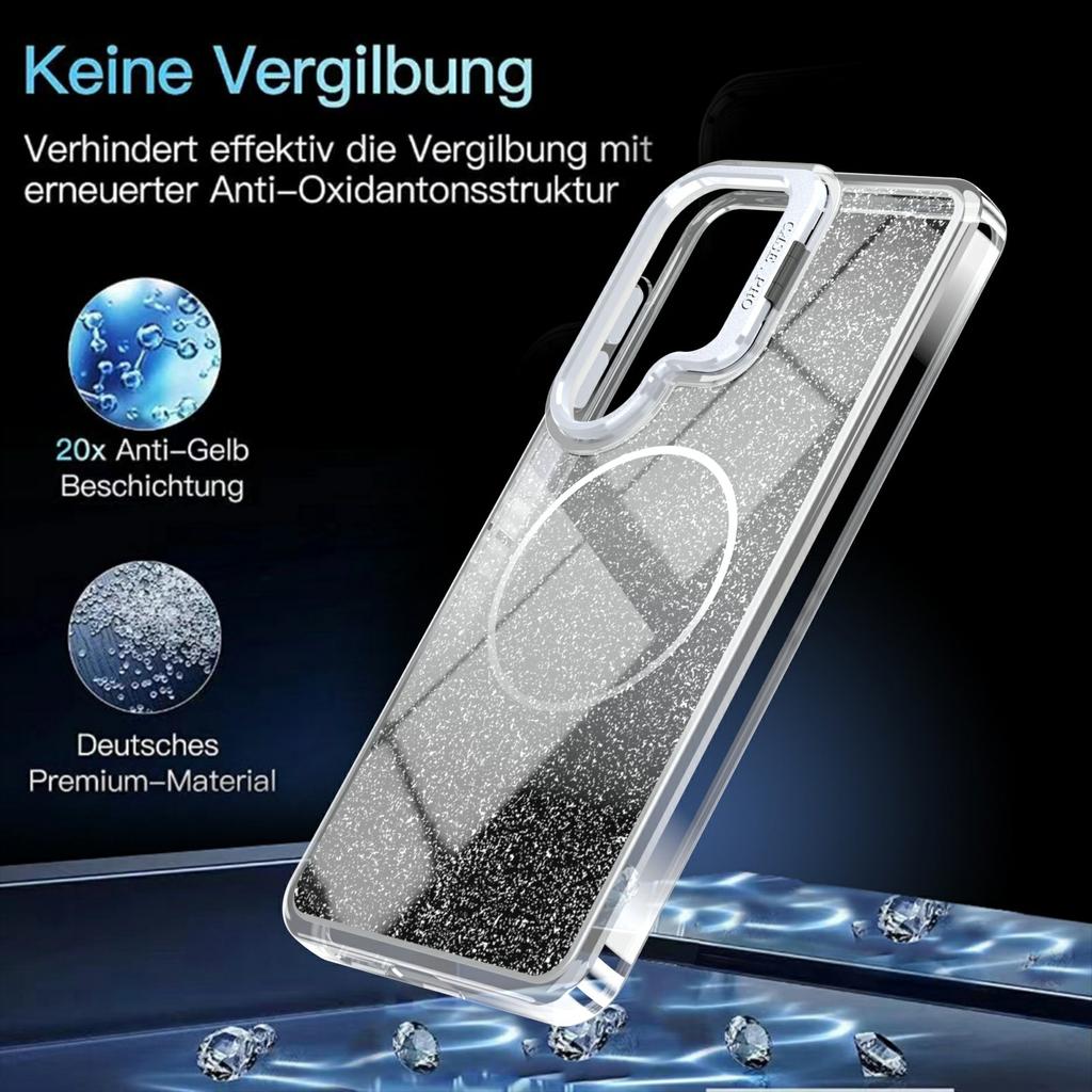 For Samsung Galaxy S26 Magnetic Case Gradient Glitter Shockproof TPU PC Phone Cover