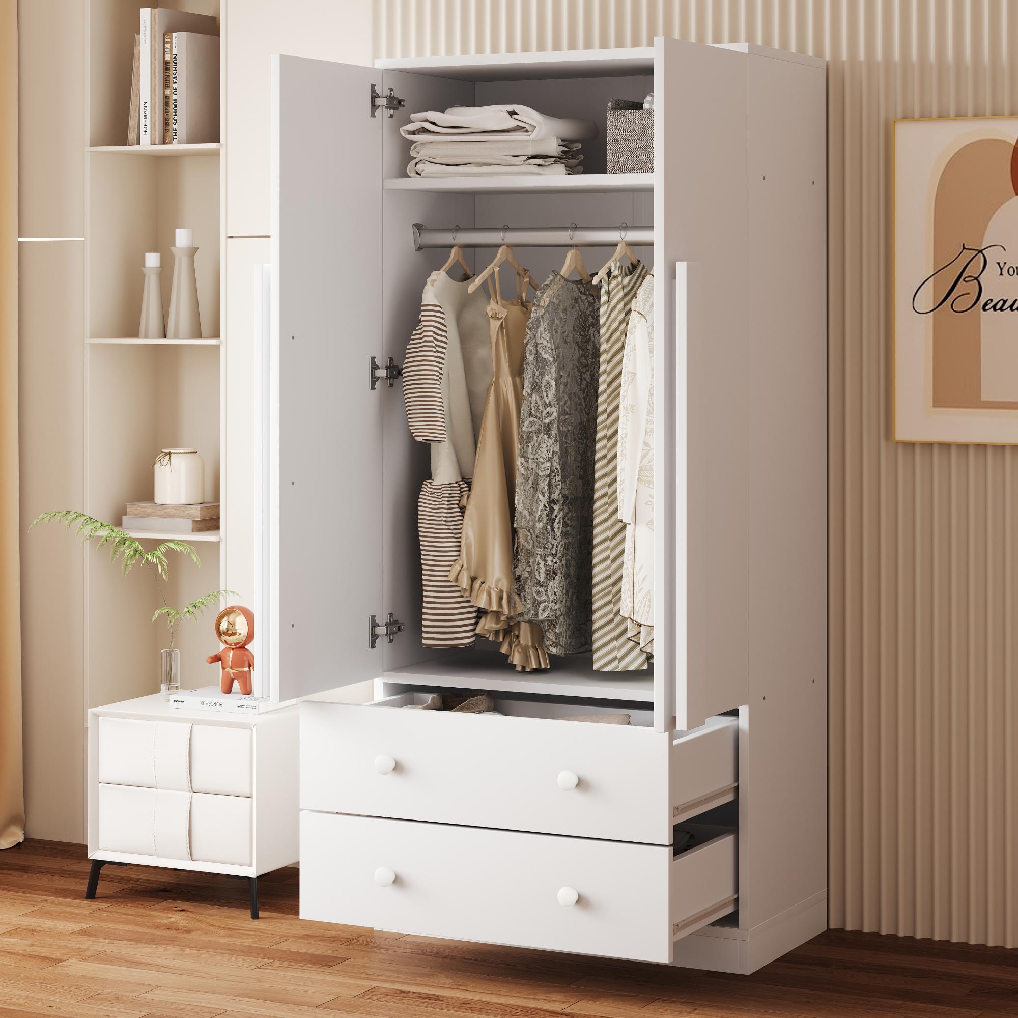 Skapis 70*40*170cm, Divdurvju dizains, ar atvilktnēm