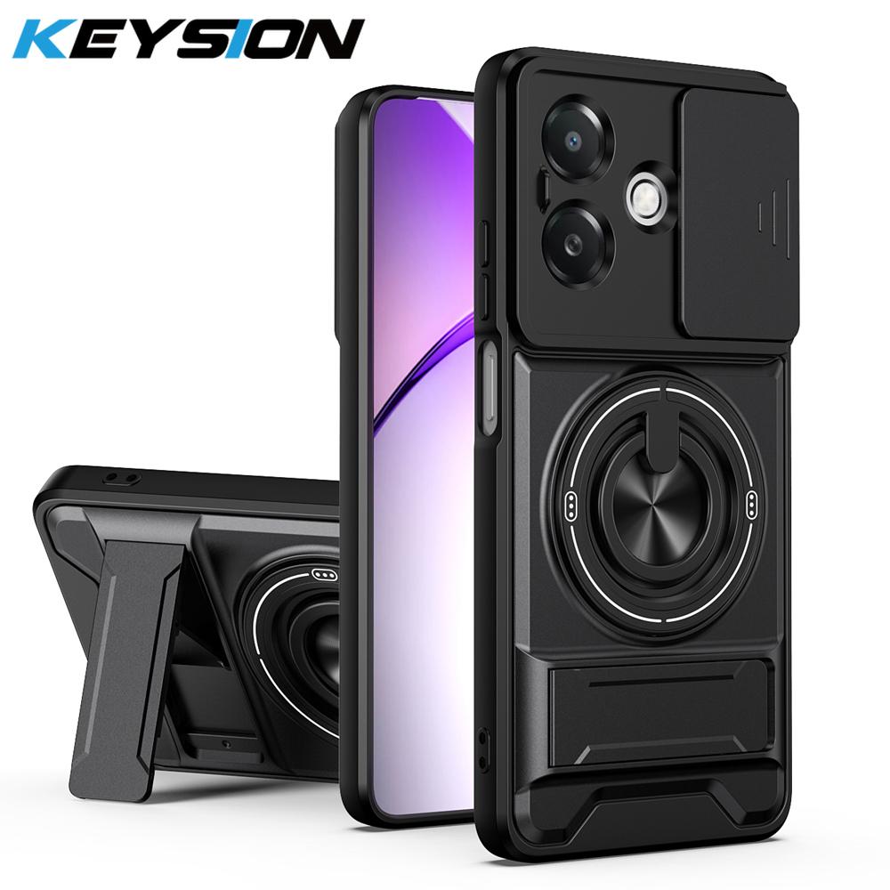 KEYSION Magnetic Phone Case for OPPO A3 A3X 5G A5i Slide Camera Protection Upright Kickstand 360 Ring Shockproof Back Cover