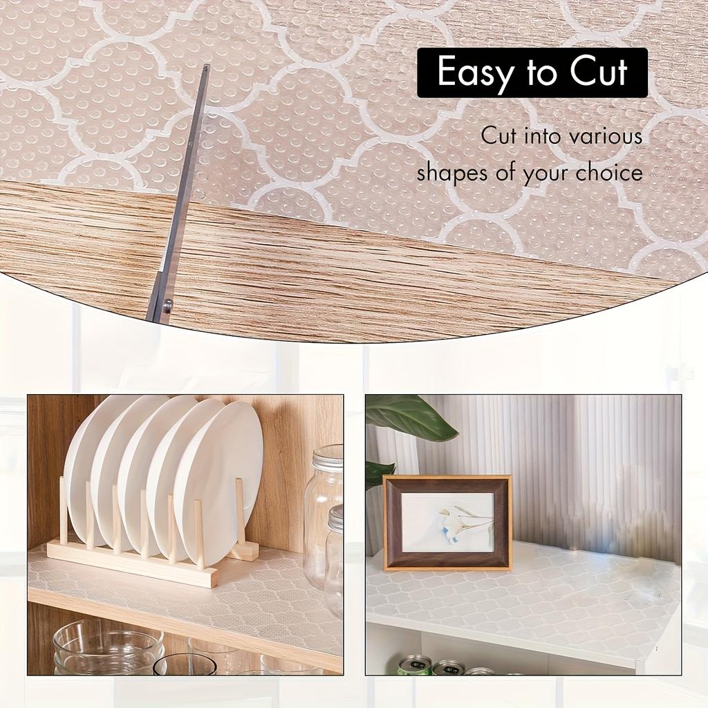 1 Roll Waterproof Non-Stick Kitchen Cabinet & Drawer Liners - Heavy-Duty EVA Shelf Pads, Easy-to-Cut Anti-Slip, Scratchproof