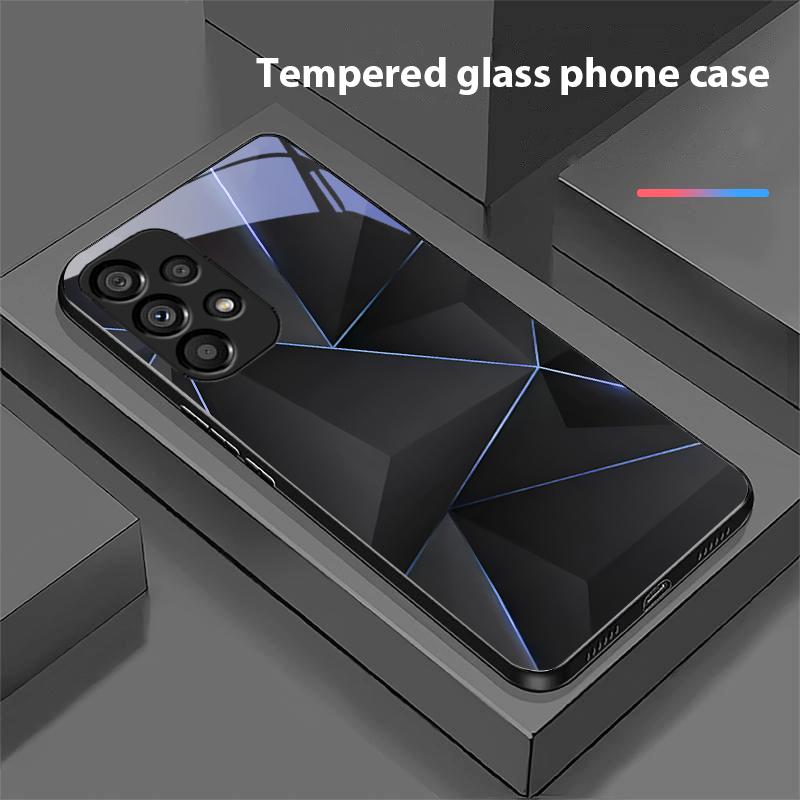 Preto Prisma Para Samsung Galaxy S10 20 Plus 21 FE 22 23 24 FE 25 Ultra Capa de Telefone de Vidro Temperado Preto Casca Rígida