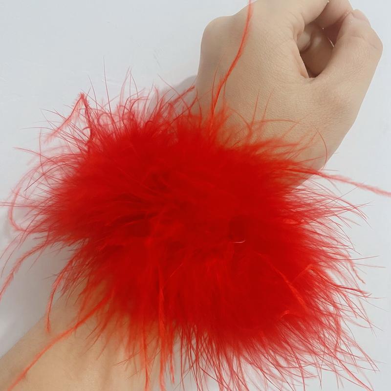 Dicke Straußenfeder-Manschetten für Damen Pelzige Pelzmanschetten Armstulpen Federmanschetten Fußkettchen Feder-Klatscharmbänder Klatschkreis