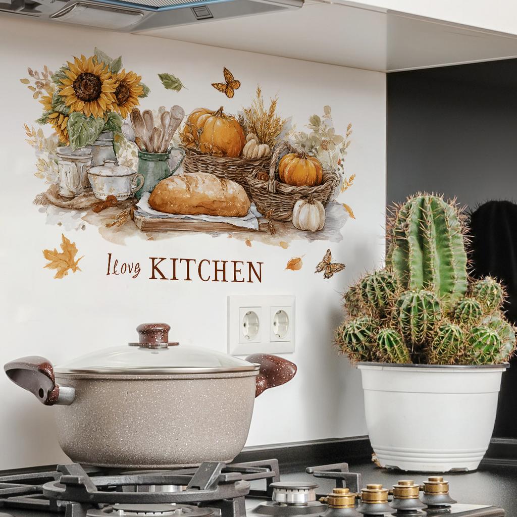 Warm Kitchen Decoration Stickers, Autumn Harvest Decoration, Wall Beautification, Healing Atmosphere Effect