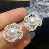 New Elegant Hollow Flower Earrings Trendy Irregular Imitation Pearl Earrings For Women Party Wedding  Jewelry Girls Gifts