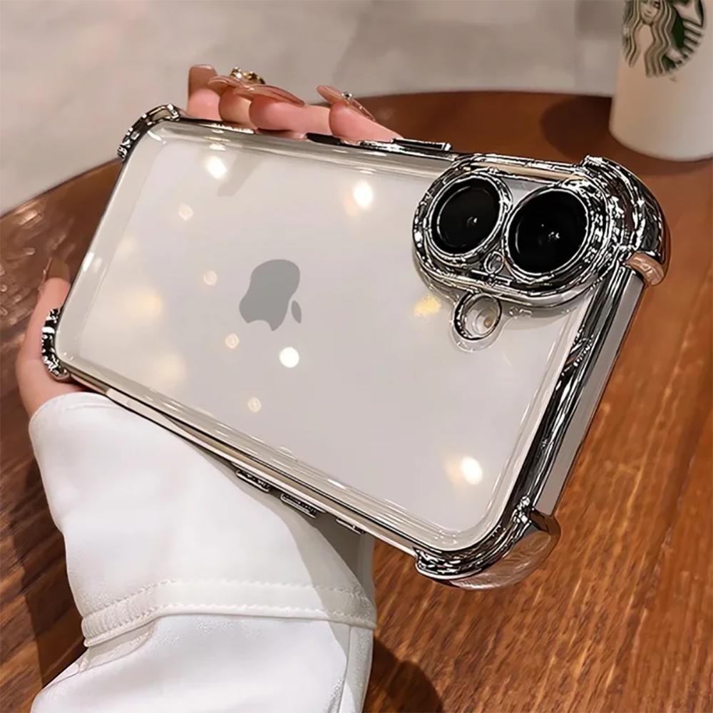 

Прозрачный противоударный чехол для телефона для IPhone 17 Pro Max Air 17 Pro Силиконовый мягкий чехол-накладка с четырьмя углами iPhone Air серебряный