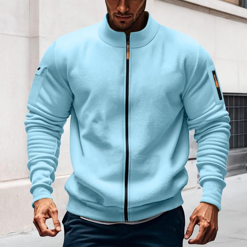 Mens Full Zip Sweatshirts And Tall Casual Stand Collar  Workout Jackets Outdoor Lightweight Athletic Coat