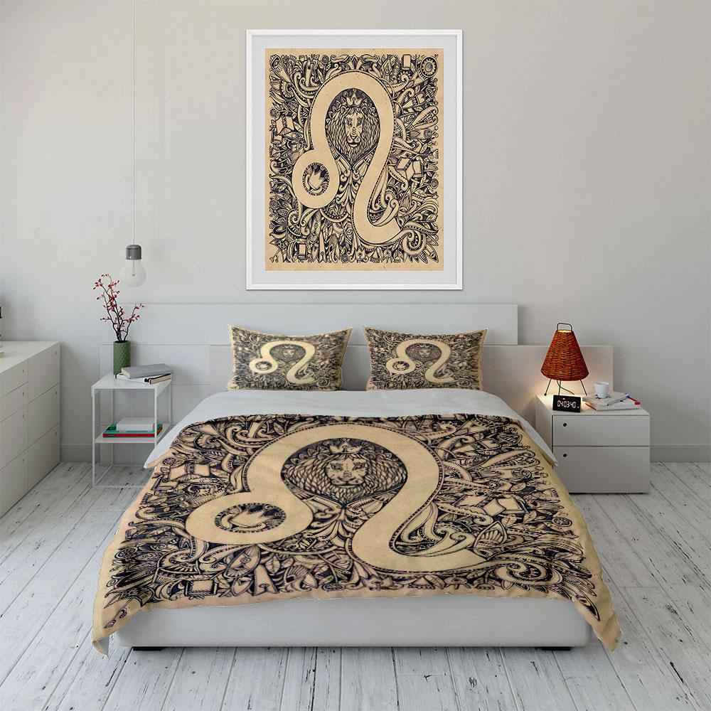 Regal Lion Mandala Design Bedding Duvet Cover Set Duvet Cover Pillowcases (1*Duvet Cover 2*Pillowcases, without duvet insert)