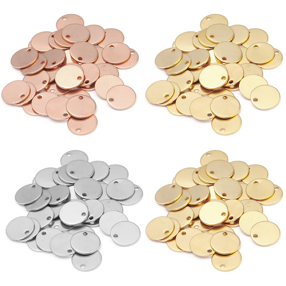 Louleur 6 8 10 12 15 20 25 30 40mm Round Stainless Steel Charms Pendant Blank Stamping Dog Tag Charms DIY Necklace Bracelet