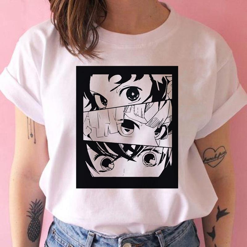2023 New Women T-Shirt Kimetsu No Yaiba Demon Slayer Top Female T Shirt Harajuku Streetwear O-Neck Casual Ladies Tees Clothing
