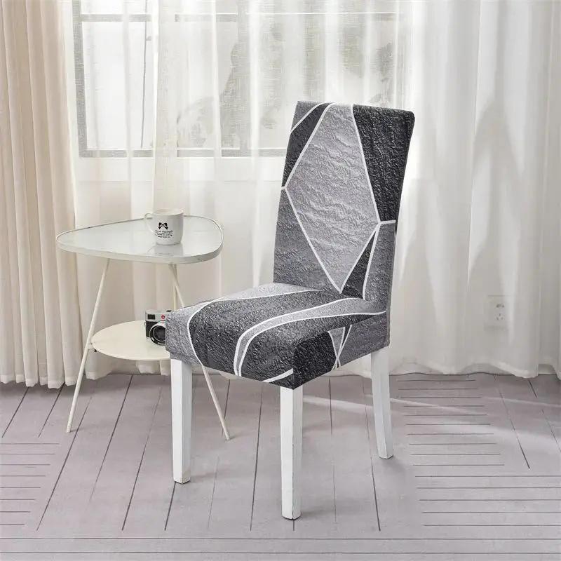 Printed Stretch Chair Cover For Dining Room Office Banquet Kitchen El Chair Protector Elastic Removable Anti-Dirty Seat Cover