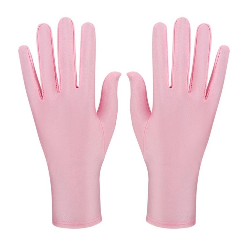 New Party Dress Performance Gloves Full Fingers Solid Color Sunscreen Gloves Spandex Photographic Prop Women