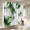 Tropical Palm Leaf Shower Curtain – Lush Green Foliage On White Background, 70.8X70.8In, Fade-Resistant, Includes Hooks