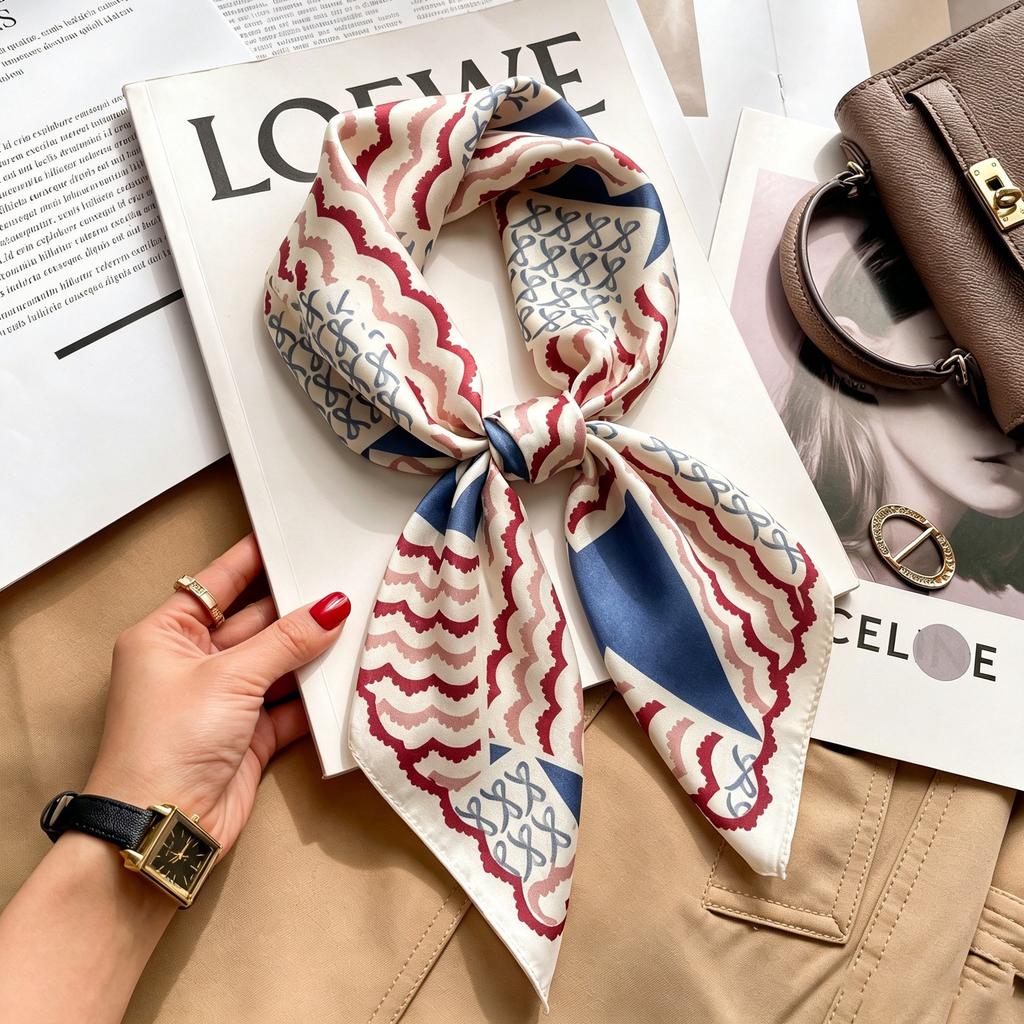 New silk satin 71 * 71 versatile foreign style simulation silk high-end temperament silk scarf middle-aged and elderly decorative scarf neck protectio