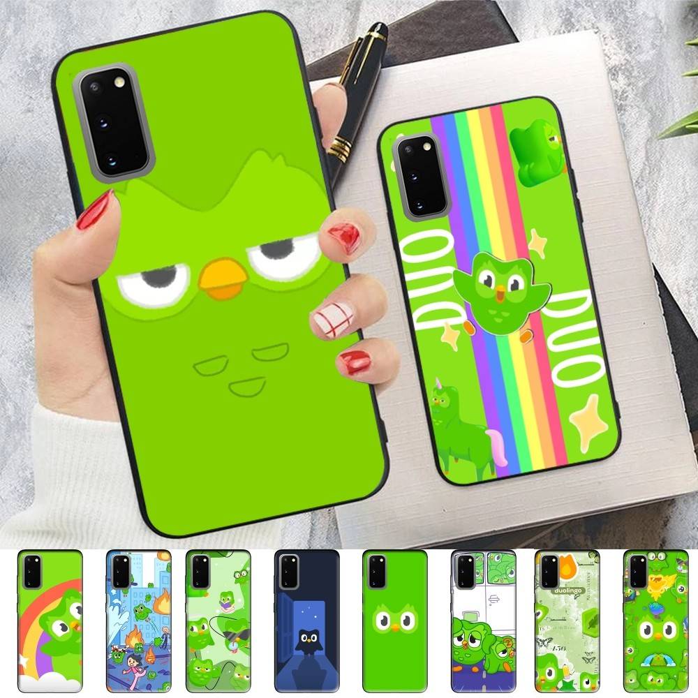 Popular D-Duolingo Green Owl Phone Case For Samsung S 24 Fe 25 Ultra Plus 20 Lite 21 30 22 23 24 22 Ultra 5G Fundas