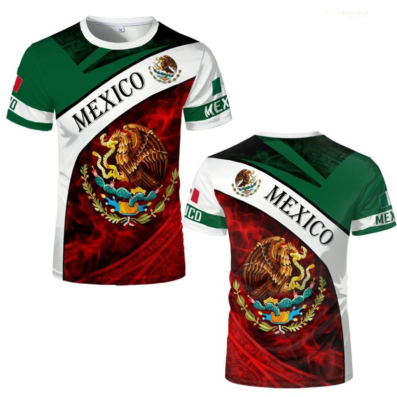 Mexican Constitution Day Pattern T-shirt Fashionable Mexican Flag and Emblem 3D Printed Top Summer Men's Casual Short Sleeve Sportswear
