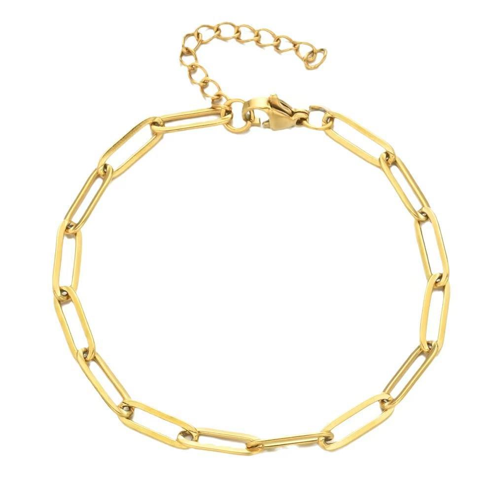 Women s Fashion Chain: Metal Embossed Paperclip Cross Anklet Bracelet