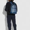 Coach Barrow Carriage Print Canvas And Faux Leather Backpack Men Backpack Blue 91532-JIP2U