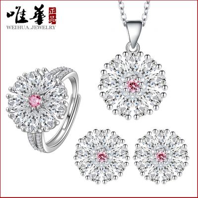 High-End Sonnenblumen Persönlichkeit Temperament Mikro-Inkrustierter Zirkon Kleine Halskette Schmuckset