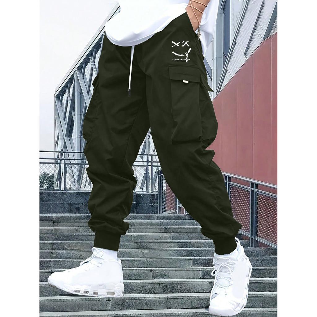 Men's Casual Workwear Straight-Leg Sweatpants Multi-Pocket Loose-Fit Long Pants for Fitness and Sport