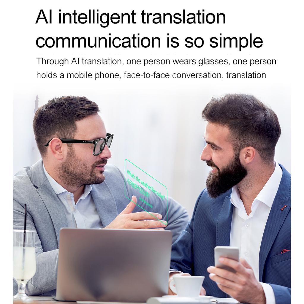 AI Translator Glasses Bluetooth 134 Languages Real Time Translation Blue Lights Blocking Smart Glasses for Travel Sports Music and Calls