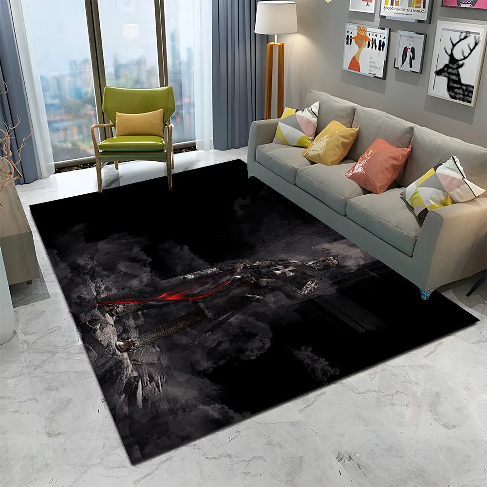 Rycerz Templariusz Krzyżowiec Gry Dywanik do Domu Salonu Sypialni Sofy Wycieraczka Dekoracja, Dywanik Obszarowy Antypoślizgowa Mata Podłogowa