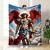 Archangel Michael Winged Warrior Clouds Blanket Bedroom Blanket for Livingroom Couch Lunch Break Soft Throw for Friend's Festival Gift