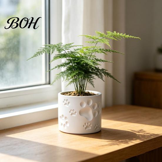 Small Plant Pot 3D Printed Cat Paw Print Flower Pot, Cute for Indoor Desktop Flowerpot Desk, Animal Theme Planter Home Office, Gift Lovers