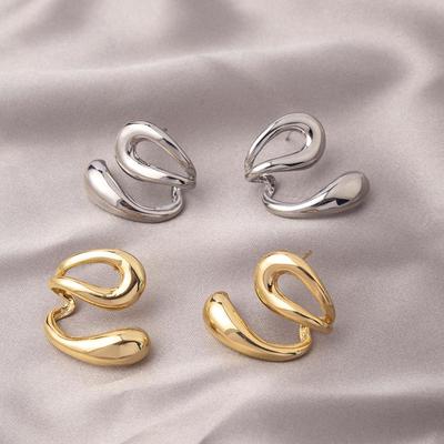 Elegant 925 Silver Needle Stud Earrings - Unique Design for Women, Ideal for Round Faces, Includes Ear Cuffs and Pendants.